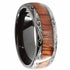 Men's 8mm Tungsten Ring Koa Wood Inlay With Laser Pattern Dome Wedding Band